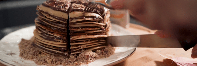 PASTEL DE CREPAS CON CAJETA