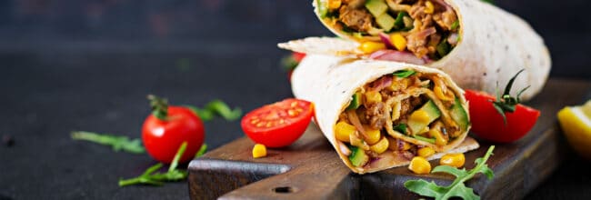 burritos de carne molida con verduras