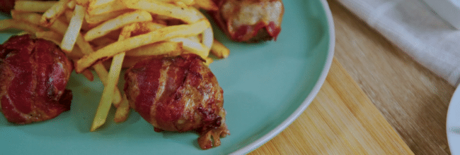 bolitas de carne con tocino en air fryer