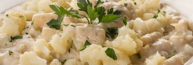 macarrones en crema de coliflor