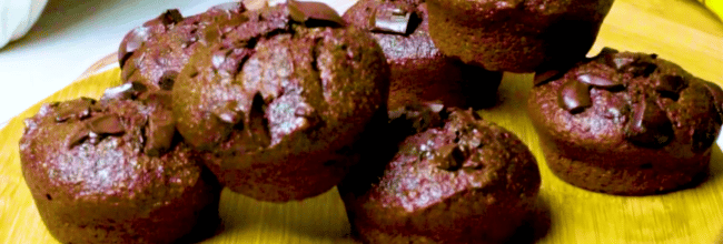 Muffins de chocolate, plátano y avena