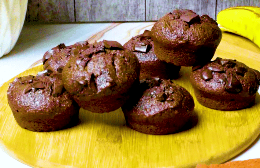 Muffins de chocolate, plátano y avena