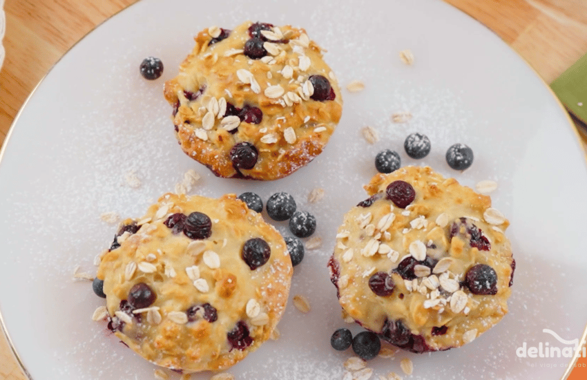 Muffins de avena con blueberrys