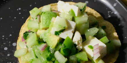 Tostadas de ceviche de queso panela