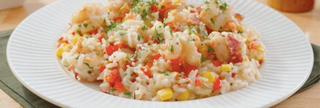 Risotto de camarones con elote