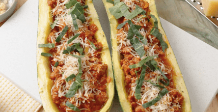 Barquitos de calabaza a la boloñesa