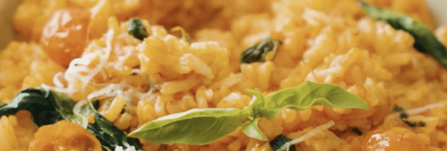 arroz cremoso con tomates tatemados